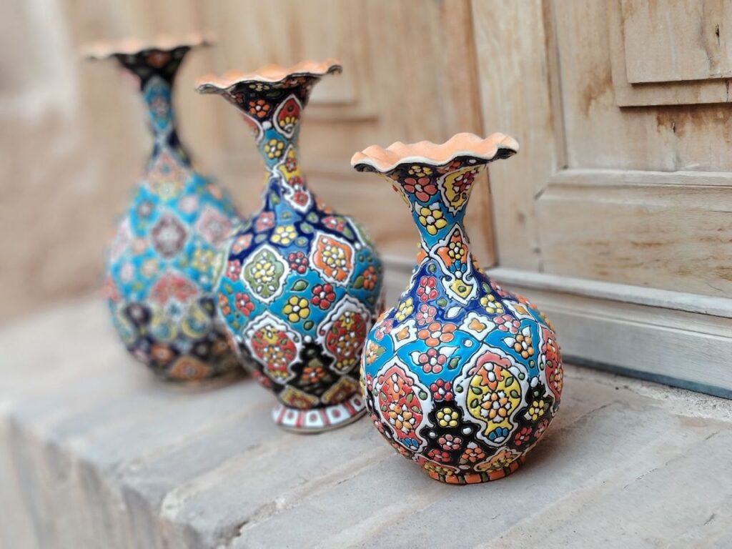 گلابپاش سفالی میناکاری (جفت)
