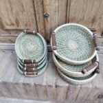 بشقاب تزئینی سفالی میناکاری طرح ستاره هشت‌پر (سایز بزرگ)