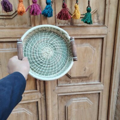 بشقاب تزئینی سفالی میناکاری طرح گل ریز رنگارنگ (سایز بزرگ)